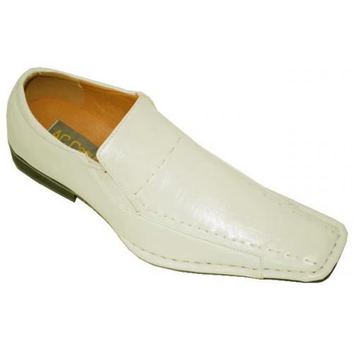 AC Casuals White With Stitching Leather Loafers Shoes 245706